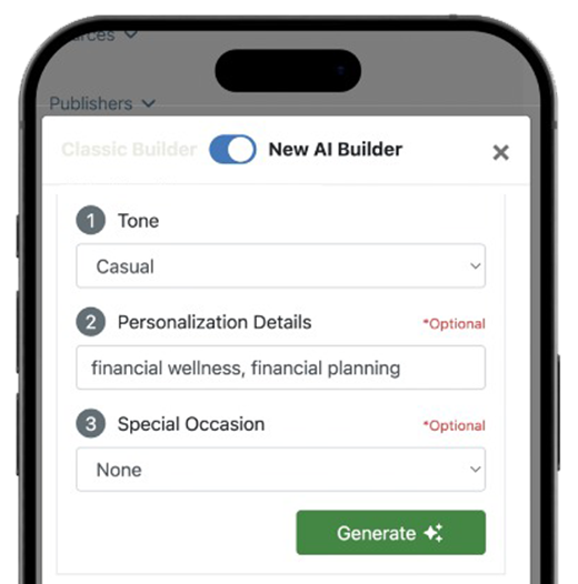 AI-powered email builder for financial advisors