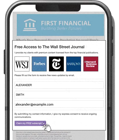 Lead optimized content marketing landing pages for advisors
